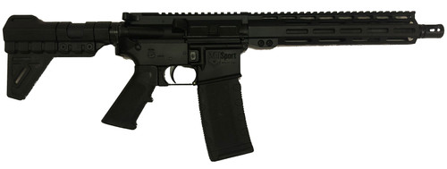 ATI MILSPORT Forged Aluminum AR Pistol - Black | 5.56NATO | 10.5" Barrel | 10" M-LOK Rail | Rear Blade