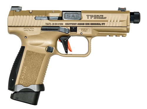 CANIK TP9 Elite Combat Pistol - FDE | 9mm | 4.73"  Threaded Barrel - Fluted | 15rd/18rd Mag | Full Accessory Kit