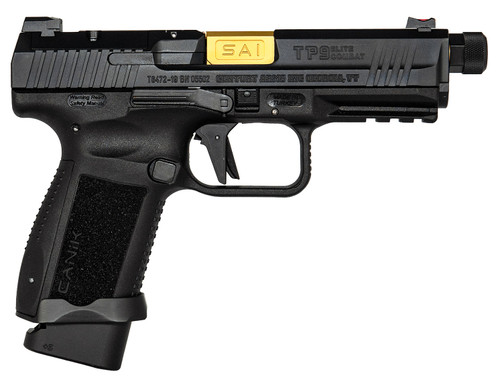 CANIK TP9 Elite Combat Executive Pistol - Black | 9mm | 4.73"  Gold PVD Threaded Barrel - Fluted | 15rd/18rd Mag | Full Accessory Kit