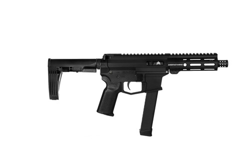 Angstadt Arms UDP-9 Billet Aluminum AR Pistol - Black | 9mm | 6" barrel | 5.5" M-LOK Rail | MOD2 Tailhook Brace | Accepts Glock Mags