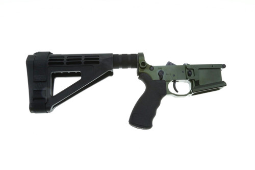 Franklin Armory BFSIII Equipped SALUS Complete AR15 Pistol Lower Receiver - OD Green | Installed BSFIII Trigger | SBM4 Brace