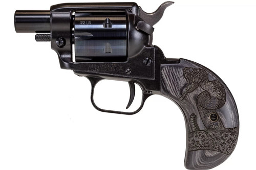 Heritage Barkeep Boot Revolver - Black | .22 LR | 1.68" Barrel | 6rd | Wood Burnt Snake Grips