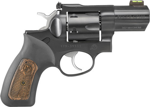 BLUE RUBBER W/WOOD INSERTRUGER GP100 357MAG 3" ADJ. 
