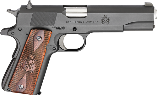 Springfield Armory PB9108LCA 1911 Mil-Spec *CA Compliant 45 ACP 5" 7+1 Black Parkerized Frame Black Parkerized Carbon Steel with Rear Serrations Slide Crossed Cannon Cocobolo Grip