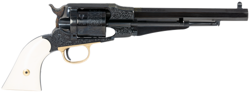 Taylors & Company 550761 Remington Conversion LawDawg 45 Colt (LC) Caliber with 8" Barrel, 6rd Capacity Cylinder, Overall Blued Engraved Finish Steel & 2-Piece Ivory Grip