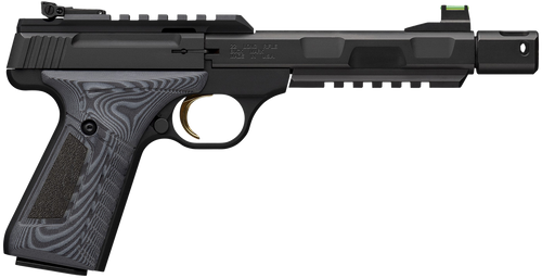 Browning 051598490 Buck Mark Contour Pro 22 LR 10+1 4.40" Black Threaded w/Compensator Barrel, Matte Black Picatinny Rail Receiver, Matte Black Aluminum Frame w/Picatinny Rail, Black/Gray G10 Grip