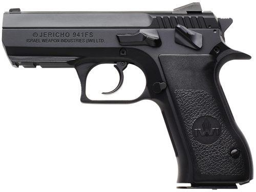 IWI US J941FS9ORP Jericho 941 Mid-Size Frame 9mm Luger 16+1 3.80" Black Chrome Lined Steel Barrel, Black Serrated Steel Slide & Frame w/Beavertail & Picatinny Rail, Black Textured Grips