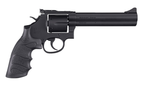 SAR USA SARSR38BL6 SAR SR  357 Mag/38 Special 6 Shot 6" Black Steel Barrel & Cylinder, Black Steel Frame, Black Finger Grooved Grip, Drop Safety/Hammer Block Safety, Exposed Hammer