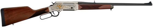 Henry H014WL243 Long Ranger Wildlife Full Size 243 Win 4+1 20" Blued Steel Barrel, Engraved Nickel-Plated w/24K Gold Inlay Steel Receiver, American Walnut Stock Right Hand