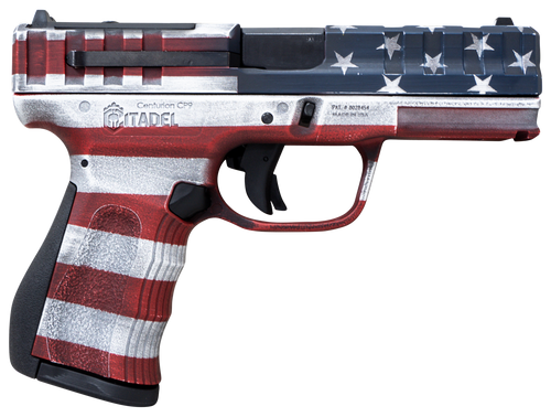 Citadel CITCP9USA Centurion CP9 Compact Frame 9mm Luger 14+1, 4" Black Steel Barrel, American Flag Cerakote Optic Ready/Serrated Steel Slide, Polymer Frame & Grip