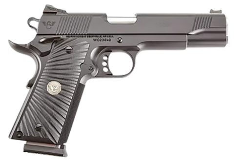 Wilson Combat CQBFS9A CQB  Full Size Frame 9mm Luger 10+1 5" Match Grade Barrel, Black Serrated Carbon Steel Slide, Black Armor-Tuff Carbon Steel Frame w/Beavertail, Black G10 Starburst Grip