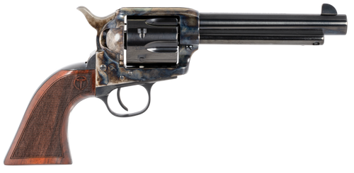Taylors & Company 550813 Smoke Wagon  45 Colt (LC) Caliber with 5.50" Blued Finish Barrel, 6rd Capacity Blued Finish Cylinder, Color Case Hardened Finish Steel Frame & Checkered Walnut Grip