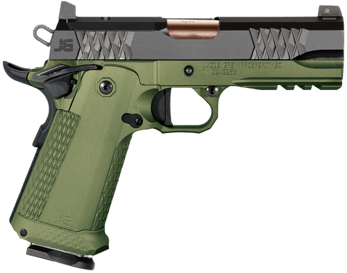JACOB GREY FIREARMS TWC9EDG TWC9  9mm Luger 17+1 4.25" Black Bull Barrel, Black Optic Ready/Serrated Steel Slide, Duty Green Aluminum Frame w/Beavertail & Picatinny Rail