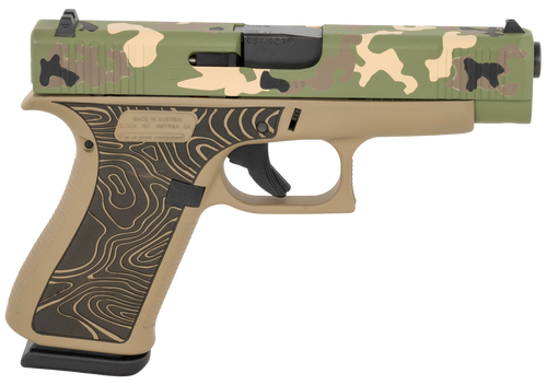 Glock PA4850204-EXPHUNT G48 Gen5 Slim Compact Frame 9mm Luger 10+1 4.17" Black GMB Barrel, Camo Cerakote Steel Serrated Slide, Coyote Tan Cerakote Polymer Frame w/Beavertail