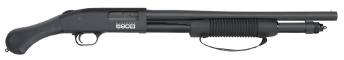 Mossberg 51600 590S Shockwave Full Size Frame 12 Gauge Pump 3" 10+1 18.50" Matte Blued Steel Barrel, Black Anodized Stainless Steel Receiver, Black Raptor Birdshead Grip