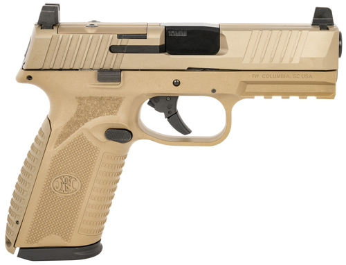 FN 66101382 510 MRD Full Size 10mm Auto 10+1, 4.10" Black Target Crown Steel Barrel, Flat Dark Earth PVD Optic Cut/Serrated Steel Slide & Polymer Frame w/Picatinny Rail, Ambidextrous