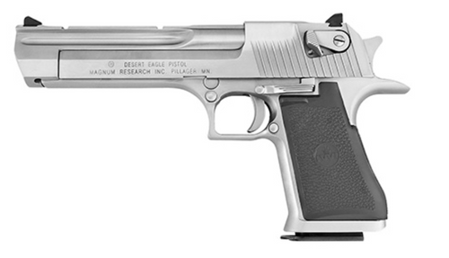 Magnum Research DE44CABC Desert Eagle Mark XIX *CA Compliant 44 Rem Mag 8+1, 6" Stainless Carbon Steel w/Picatinny Rail Barrel, Brushed Chrome Serrated Carbon Steel Slide & Frame w/Beavertail, Black Polymer Grip, Ambidextrous Safety, Right Hand