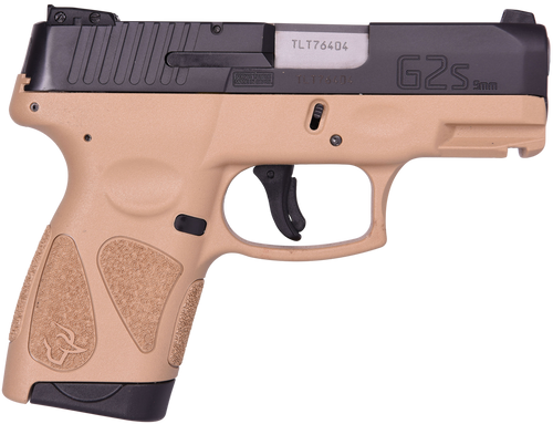 Taurus 1-G2S931T G2S  Compact Frame 9mm Luger 7+1 3.26" Matte Stainless Steel Barrel, Black Stainless Steel Serrated Slide, Coyote Tan Polymer Frame w/Accessory Rail, Black Polymer Grip