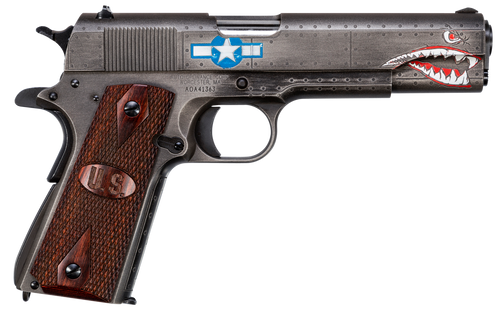 Thompson 1911BKOWC3 1911 Squadron Special Edition WW2 45 ACP 5" 7+1 Black/Gray Cerakote Checkered Wood w/US Logo Grip