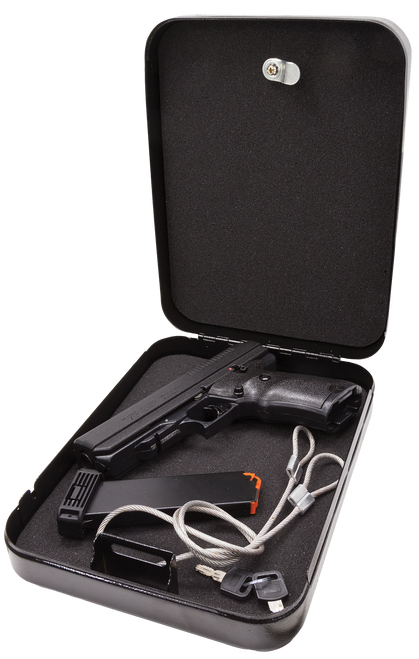 Hi-Point 34511HSP JHP Home Security Package 45 ACP 9+1 4.50" Black Steel Barrel, Serrated Steel Slide, Polymer Frame & Grip, Keyed Lock Box