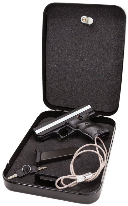 Hi-Point CF380HSP CF Home Security Package 380 ACP 8+1, 3.50" Black Steel Barrel, Black Powder Coated/Chrome Serrated Steel Slide, Black Polymer Frame & Grip, Keyed Lock Box