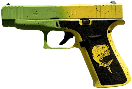 Glock PX4350204MAHIWG G43X  Sub-Compact Frame 9mm Luger 10+1 3.41" Black GMB Barrel, Mahi Cerakote Serrated Steel Slide, Mahi Polymer Frame w/Beavertail & Front Rail, Black Textured Grip, Ambidextrous