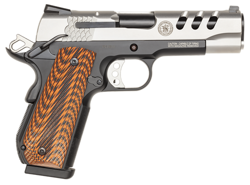 Smith & Wesson 170344 1911 Performance Center  45 ACP 4.25" Throated Barrel 8+1, Black Scandium Frame, Ported Matte Stainless Steel Slide, G10 Custom Wood Grip, Ambidextrous Safety