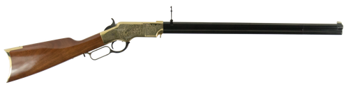 Taylors & Company 550296 1860 Brass Engraved 44-40 Win 13+1 24.25" Blued Octagon Barrel, Brass Engraved/ Brass Receiver, Walnut/ Synthetic Stock, Right Hand