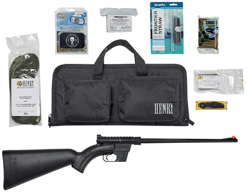 Henry H002BSGB U.S. Survival Pack AR-7 22 LR Caliber with 8+1 Capacity, 16.13" Barrel, Black Metal Finish & Black Synthetic Stock Right Hand (Full Size) Includes Gear