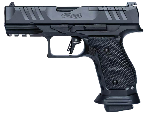 Walther Arms 2896991 PDP Pro Compact Frame 9mm Luger 18+1 4" Black Steel Barrel, Black Optic Cut/Serrated Steel Slide, Black Steel Frame w/Picatinny Rail, Textured Wraparound Grip