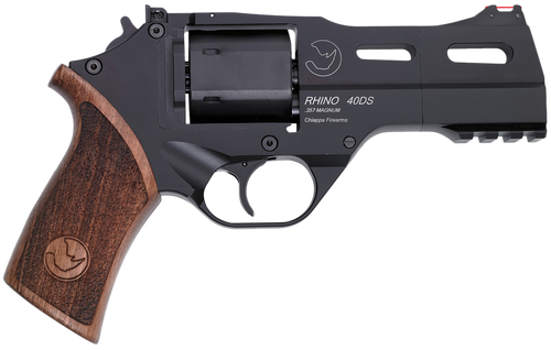 Chiappa Firearms CF340244 Rhino 40SAR 357 Mag 6 Shot 4" Black Anodized Steel Barrel, Blued Steel Cylinder, Black Anodized Aluminum Frame & Barrel Shroud, Picatinny Accessory Rail, Walnut Grip