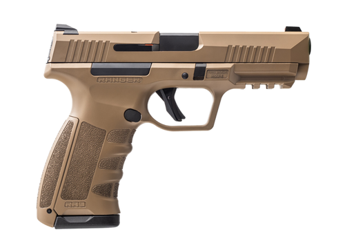 Dickinson LLC RA9FED RA9  9mm Luger 17+1 4.25" Black Steel Barrel, Flat Dark Earth Cerakote Serrated Aluminum Slide, Flat Dark Earth Polymer Frame w/Accessory Rail