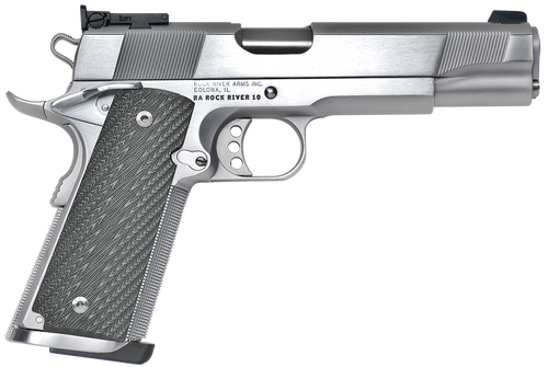 Rock River Arms PS2400 PS2400 Limited Match 45 ACP 7+1 5" Stainless National Match Barrel, Brushed Chrome Steel Serrated Slide, Brushed Chrome Steel Frame w/Beavertail, Black G10 Grip, Ambidextrous