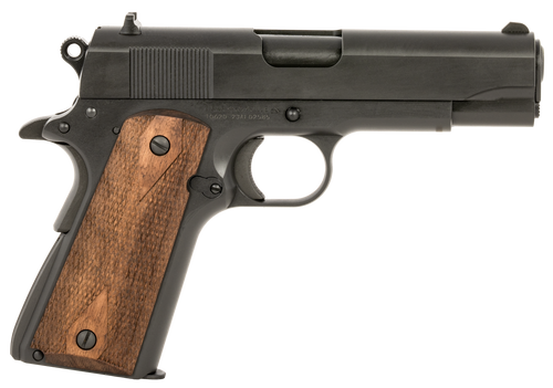Tisas 10100116 1911 A1 Tank Commander 9mm Luger 9+1 4.25" Black Steel Barrel, Manganese Phosphate Coated Serrated Carbon Steel Slide & Frame w/Beavertail, Turkish Walnut Grip