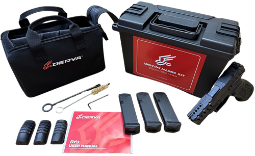 Derya Firearms DY9.ISL.US DY9 Island Kit 9mm Luger 15+1 3.86" Black Melonite Steel Barrel, Black Melonite Steel Optics Ready/Serrated Slide, Black Melonite Polymer Frame, RMR Footprint