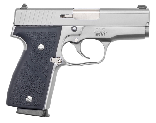 Kahr Arms K9093A K9  9mm Luger 7+1/8+1 3.47" Stainless Polygonal Rifled Barrel, Matte Serrated Stainless Steel Slide, Matte Stainless Steel Frame, Black Textured Wraparound Polymer Grip, Right Hand