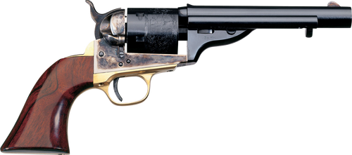 Taylors & Company 550721 1851 Open-Top 45 Colt (LC) Caliber with 5.50" Blued Finish Barrel, 6rd Capacity Blued Finish Cylinder, Color Case Hardened Finish Steel Frame & Walnut Navy Size Grip