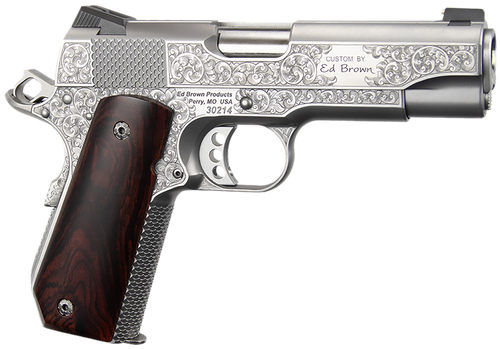 Ed Brown KCSSSIG Kobra Carry Signature Edition 45 ACP 7+1 4.25" Stainless Recessed Crown Barrel, Engraved Serrated Stainless Steel Slide &  Frame w/Beavertail, Cocobolo Grip