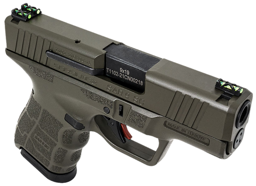 SAR USA SAR9SCOD SAR9 SC  Sub-Compact Frame 9mm Luger 12+1 3.30" Black Steel Barrel, OD Green Cerakote Steel Optic Ready/Ported/Serrated Slide, OD Green Polymer Frame, Interchangeable Backstrap Grip