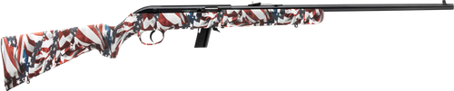 Savage Arms 40222 64 F Full Size 22 LR 10+1 21" Matte Black Carbon Steel Barrel, Matte Black Grooved Carbon Steel Receiver, American Flag Fixed Synthetic Stock, Right Hand