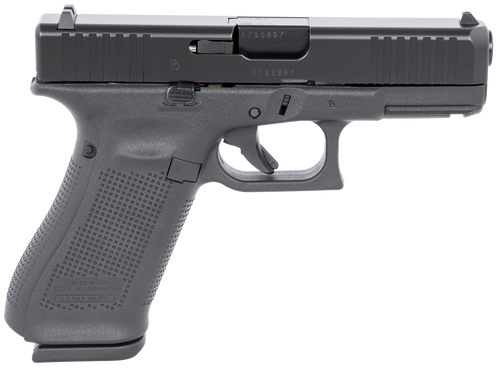 Glock UA455S203 G45  9mm Luger 17+1 4.02" GMB Barrel, Black nDLC Serrated Slide, Black Polymer Frame w/Accessory Rail, Black Textured w/Interchangeable Backstrap Grip, Ambidextrous