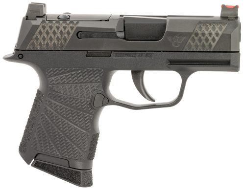 Wilson Combat SIGWCP3659BSR P365  9mm Luger 10+1 (2) 3.10", Black, RMRSc Optic Cut Slide with X-Tac Pattern Serrations, Polymer Frame, Sunburst Grips, Optic Height Fiber Optic Sights, Standard Trigger