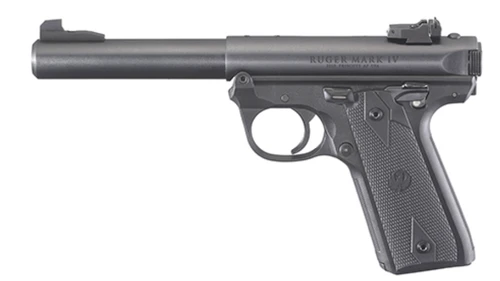 Ruger 40187 Mark IV 22/45 22 LR 10+1, 5.50" Stainless Bull Barrel, Blued Drilled & Tapped Steel Receiver & Polymer Frame, Black Checkered Polymer Grip Ambidextrous
