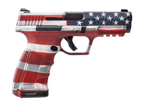 Dickinson LLC RA9US RA9  9mm Luger 17+1 4.25" Black Steel Barrel, American Flag Cerakote Serrated Aluminum Slide, American Flag Polymer Frame w/Accessory Rail