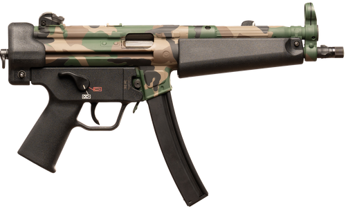 HK 81001152 SP5  Sports South Exclusive 9mm Luger 30+1 8.86" Black Steel Barrel Aluminum Woodland Camo Right Hand