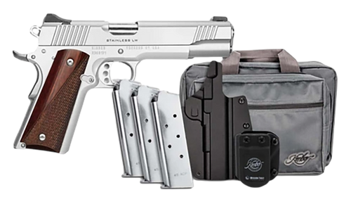 Kimber Mfg, Inc 3700852 Stainless LW Bundle 45 ACP 8+1 5" Match Grade Barrel, Stainless Steel Serrated Slide, Aluminum Frame