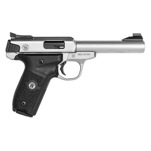 S&W SW22 Victory Target Model Handgun .22 LR 10rd Magazine  5.5" Barrel Silver with Black Grip MA Compliant - USED