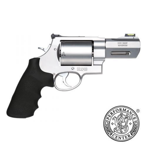 S&W X Frame PC Model 500 Handgun 500 S&W Mag 5rd Capacity 3.5" Barrel Silver with Black Grip Fiber Optic Sights - USED