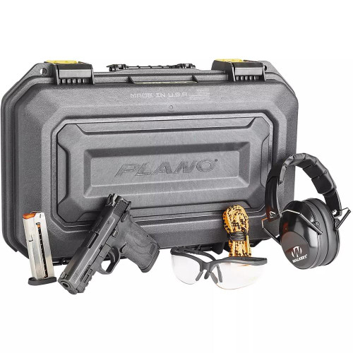 Smith & Wesson M&P 9 Shield EZ Bundle Handgun Kit 9mm Luger 8rd Magazine 3.675" Barrel Black with Plano Case Walker Glasses Earmuffs USED