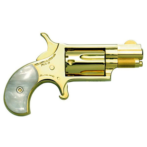 NAA Gold Plated .22 LR Handgun .22 LR 5rd Capacity 1.13" Barrel Gold with Pearl Grips